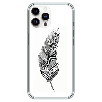 Zentangle Feather - Printed Silicone Case for Apple iPhone 14 Pro Max