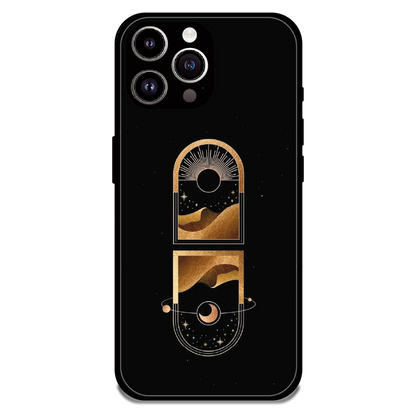 Golden Geometry - Glossy Metal Silicone Case For Apple iPhone 14 Pro Max