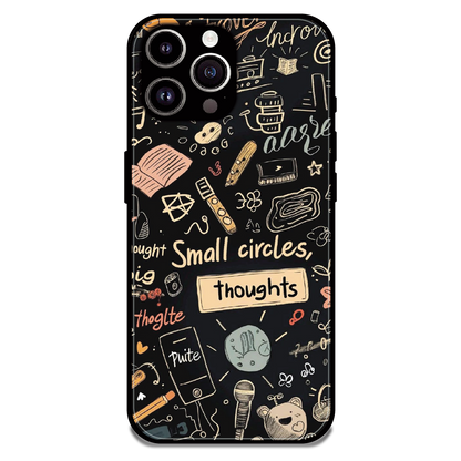 Thought Doodle Noir - Glossy Metal Silicone Case For Apple iPhone 14 Pro Max