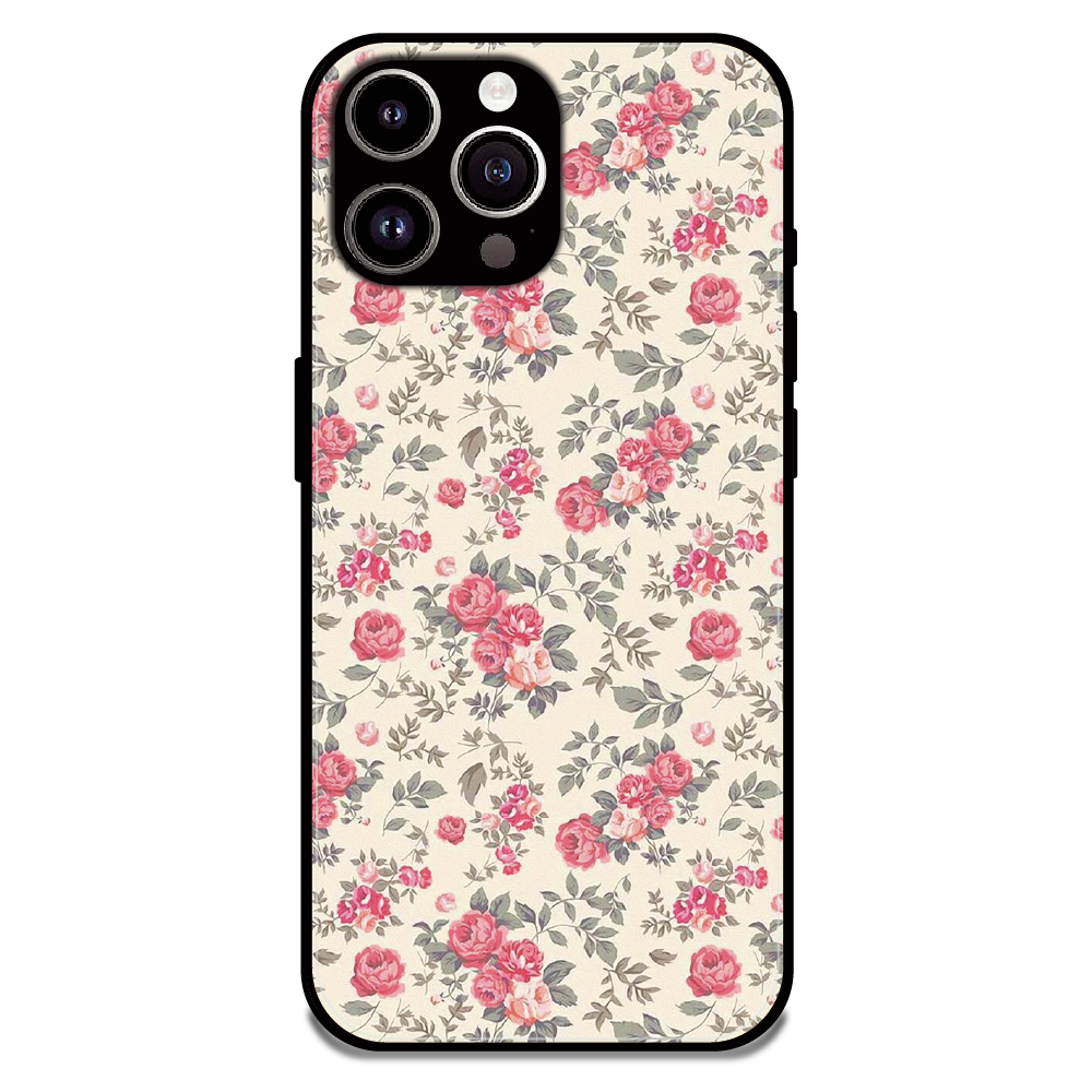 Vintage Rose Meadow - Glossy Metal Silicone Case For Apple iPhone 14 Pro Max