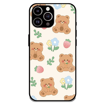 Cute Teddy Garden - Glossy Metal Silicone Case For Apple iPhone 14 Pro Max