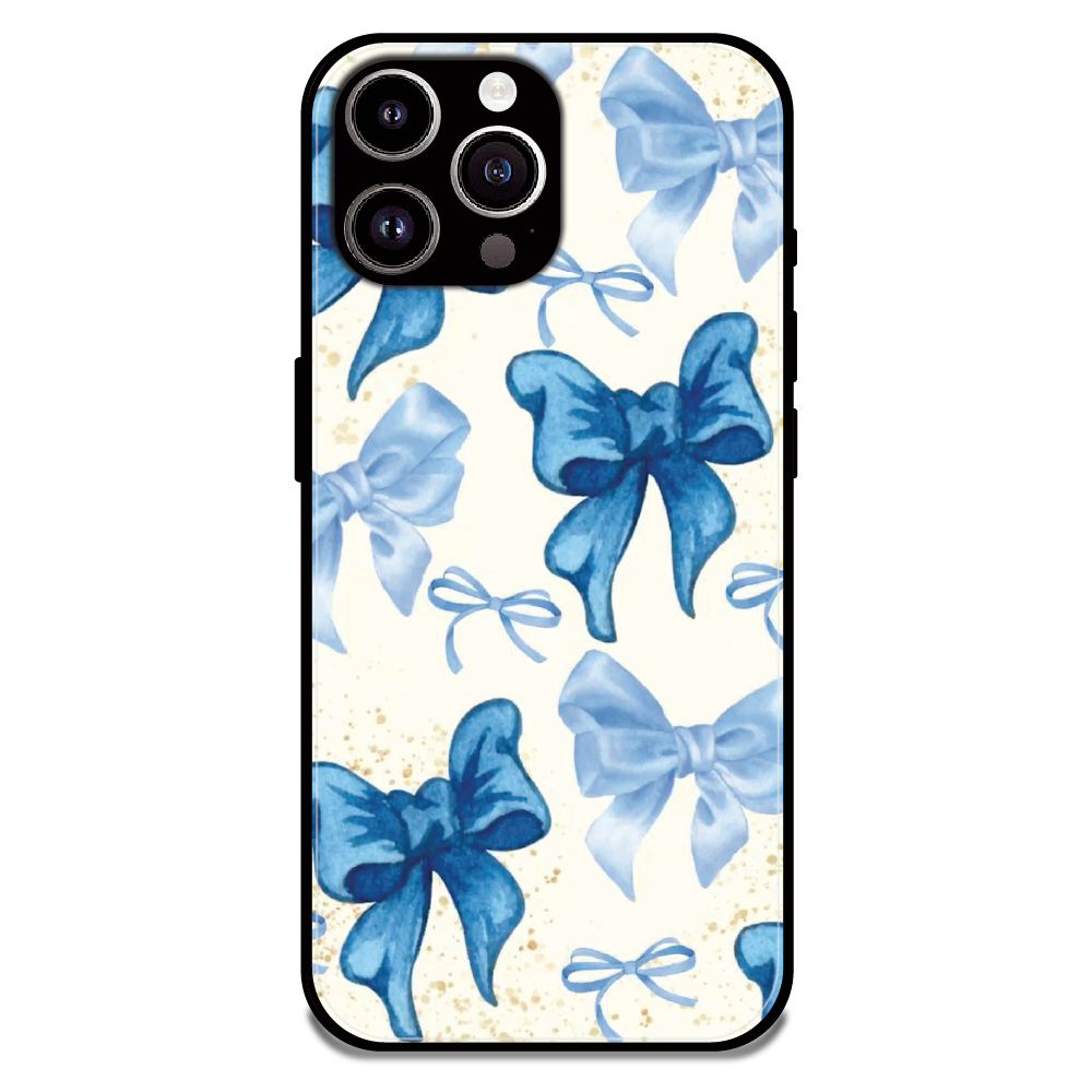 Soft Blue Bowcore - Glossy Metal Silicone Case For Apple iPhone 14 Pro Max