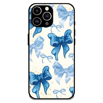 Soft Blue Bowcore - Glossy Metal Silicone Case For Apple iPhone 14 Pro Max