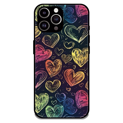 Neon Love Scribble - Glossy Metal Silicone Case For Apple iPhone 14 Pro Max