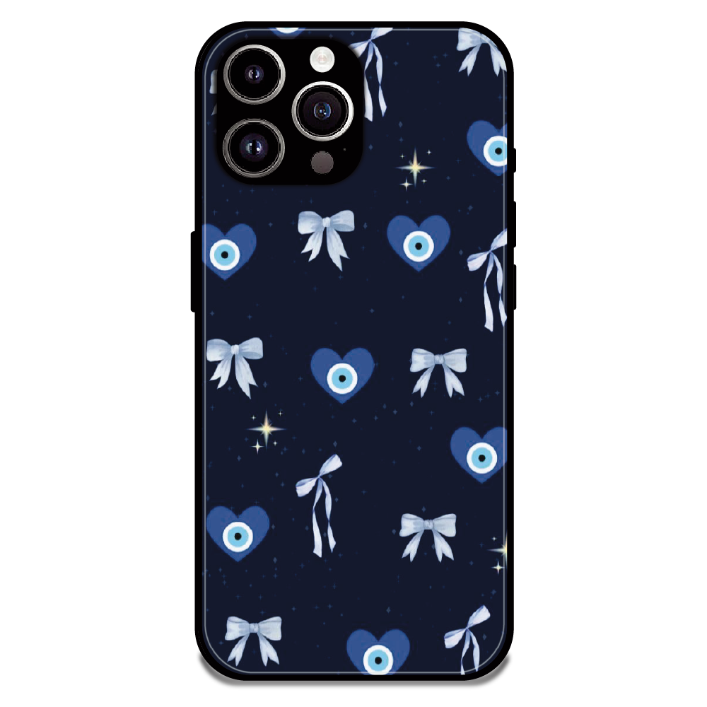 Evil Eye Bow Midnight - Glossy Metal Silicone Case For Apple iPhone 14 Pro Max