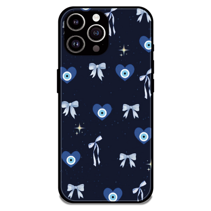 Evil Eye Bow Midnight - Glossy Metal Silicone Case For Apple iPhone 14 Pro Max