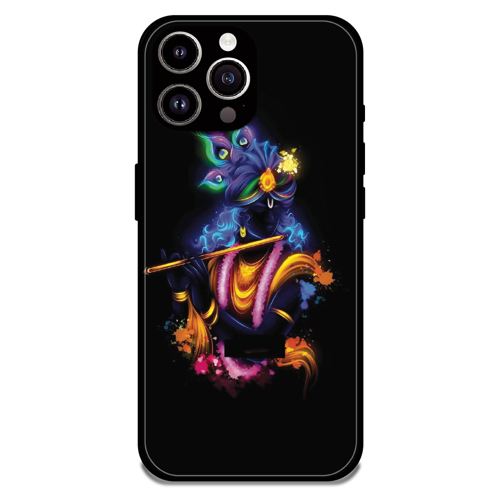 Abstract Krishna - Glossy Metal Silicone Case For Apple iPhone 14 Pro Max