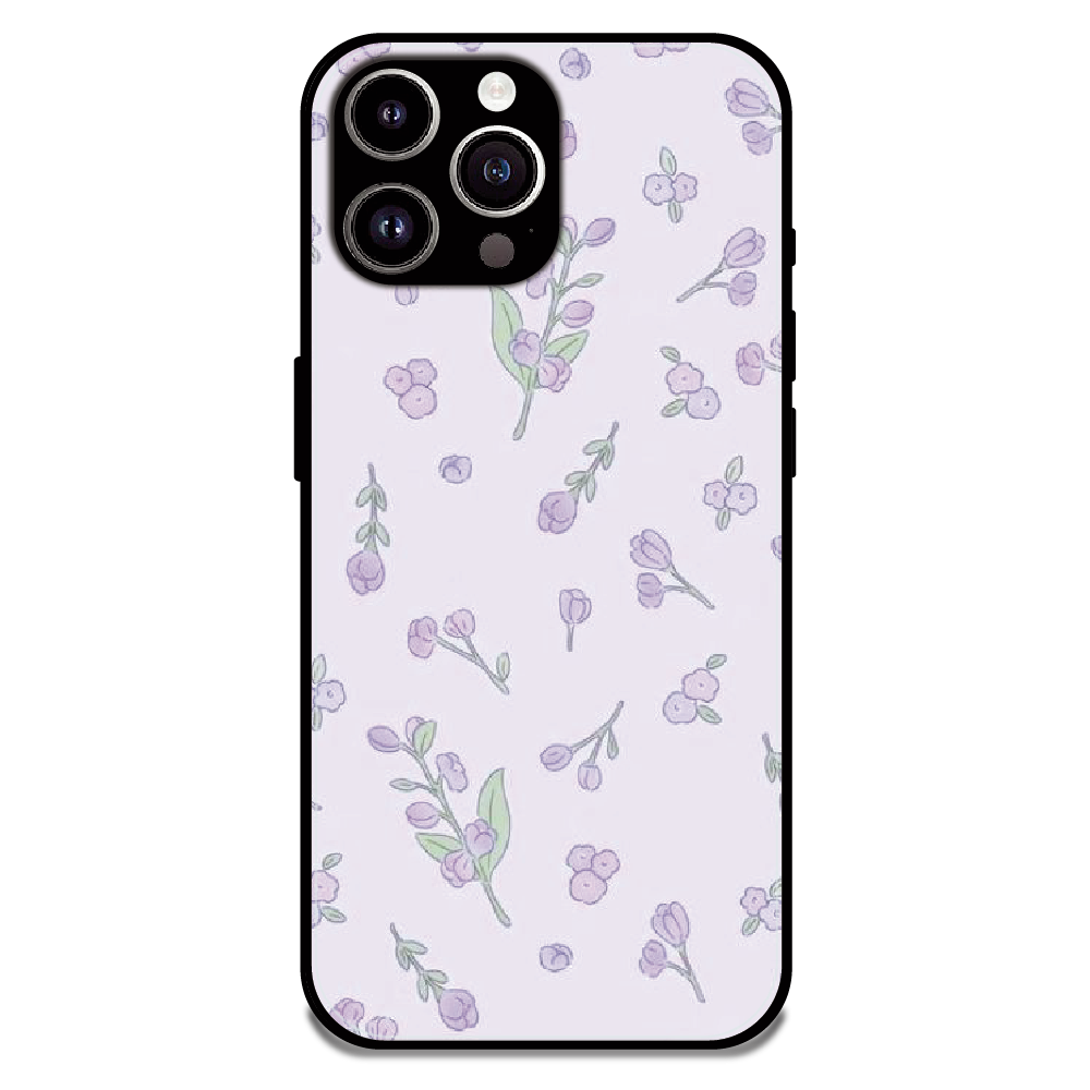 Lavender Floral Ditsy - Glossy Metal Silicone Case For Apple iPhone 14 Pro Max
