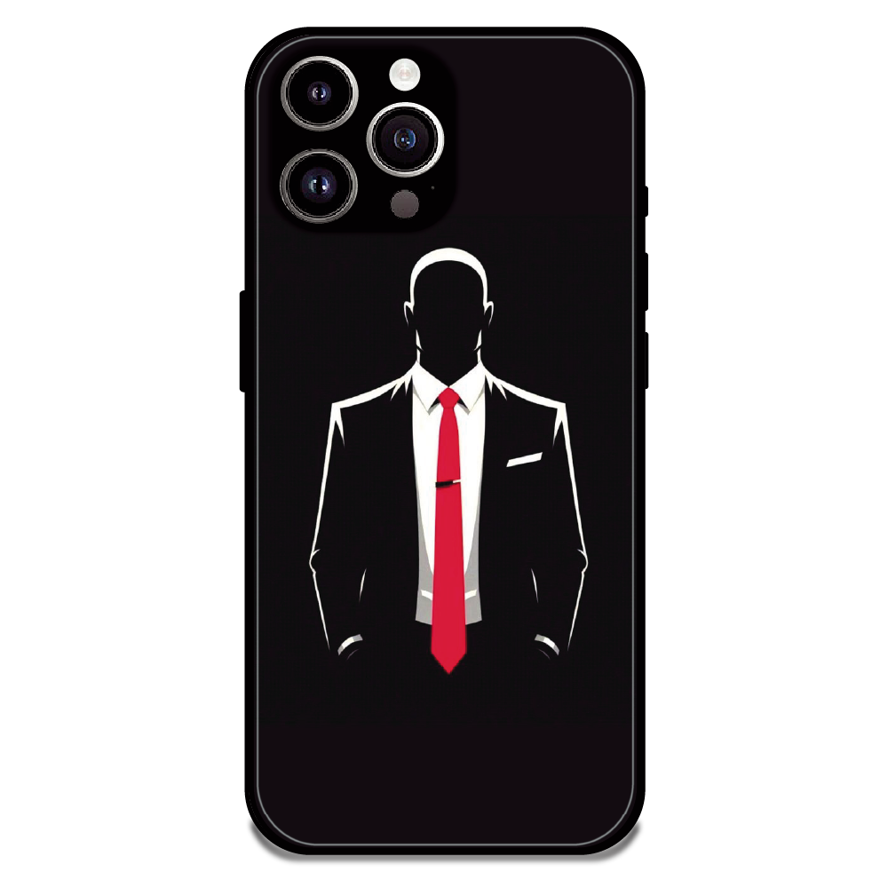 Red Tie Silhouette - Glossy Metal Silicone Case For Apple iPhone 14 Pro Max