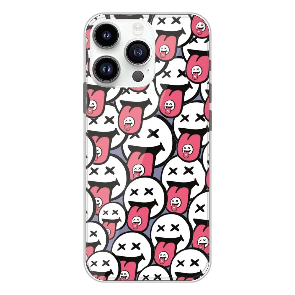 Funny Cartoon Faces - Printed Silicone Case For Apple iPhone 14 Pro Max