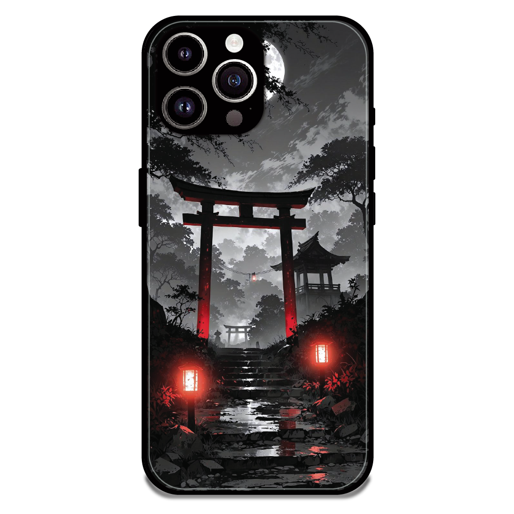 Midnight Torii Forest - Glossy Metal Silicone Case For Apple iPhone 14 Pro Max