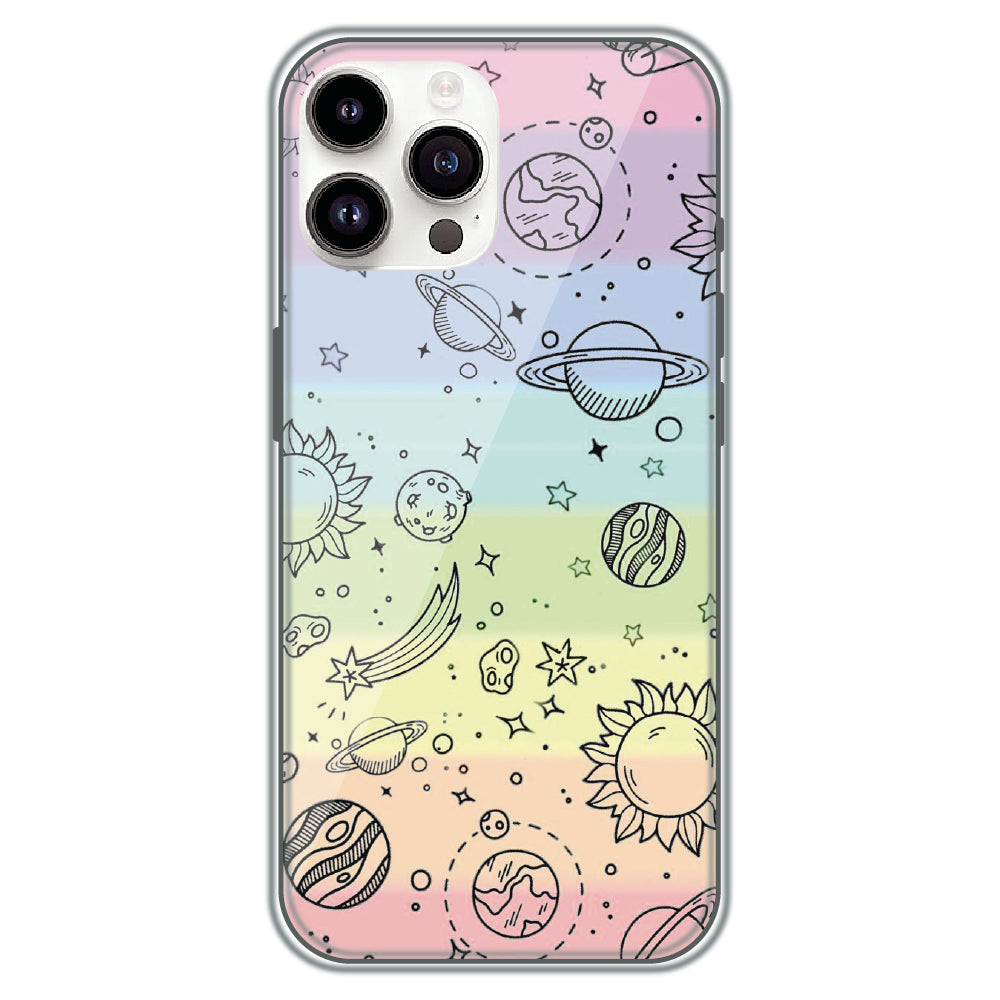 Pastel Galaxy Doodle - Printed Silicone Case for Apple iPhone 14 Pro Max