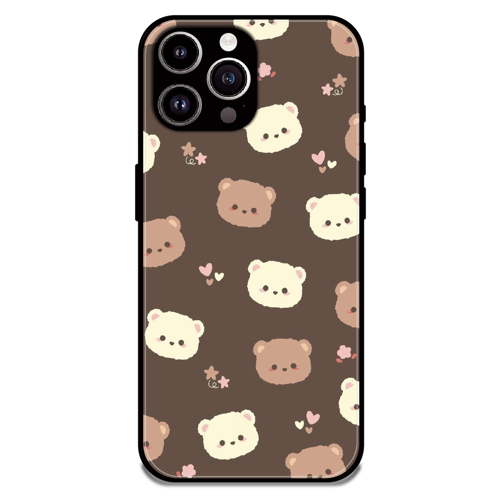 Cozy Bear Pattern - Glossy Metal Silicone Case For Apple iPhone 14 Pro Max