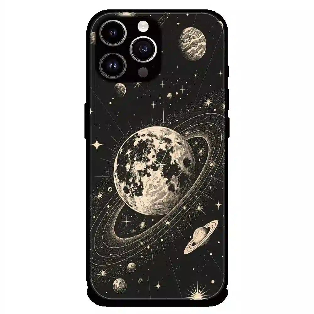 Celestial Planet Orbit - Glossy Metal Silicone Case For Apple iPhone 14 Pro Max