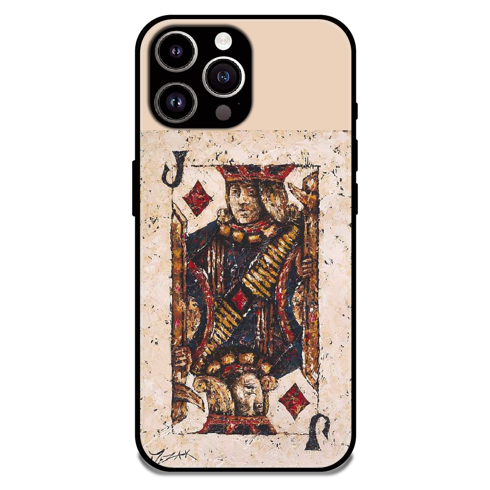 Vintage Playing Card King Art - Glossy Metal Silicone Case For Apple iPhone 14 Pro Max