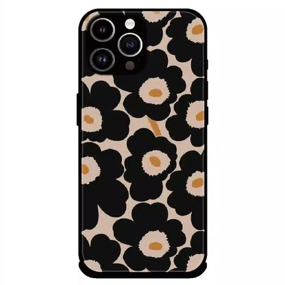 Bold Black Daisy Bloom - Glossy Metal Silicone Case For Apple iPhone 14 Pro Max