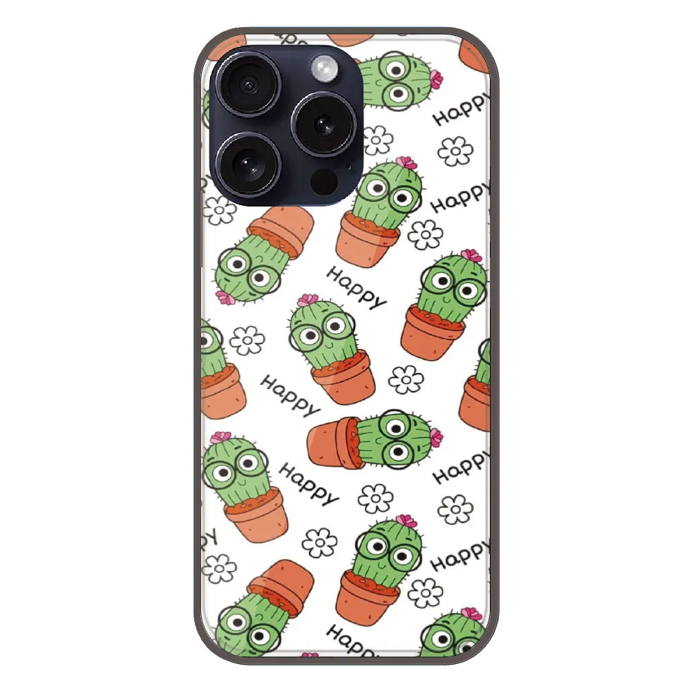 Cute Cactus Happy - Printed Silicone Case For Apple iPhone 14 Pro Max