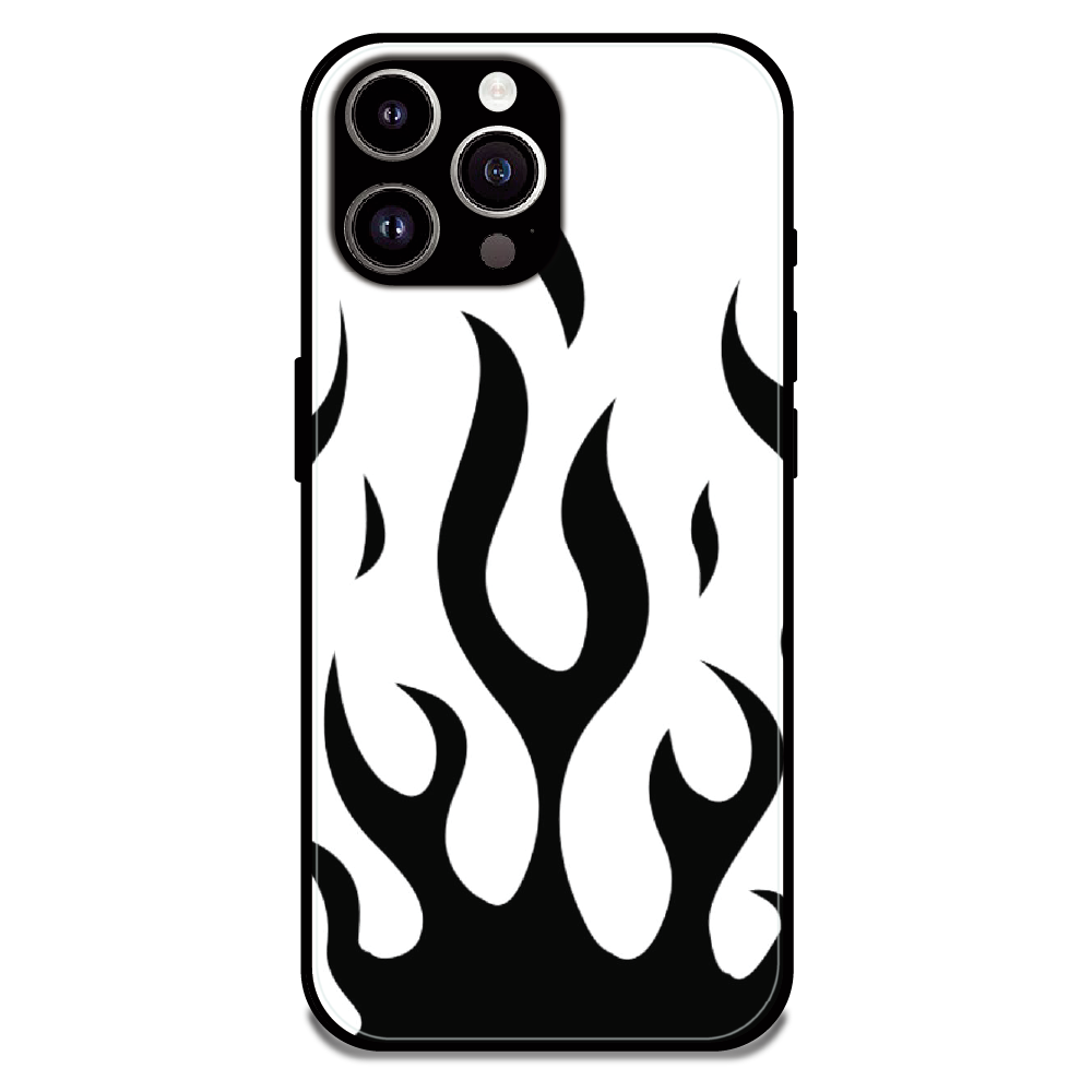 Monochrome Flame Art - Glossy Metal Silicone Case For Apple iPhone 14 Pro Max