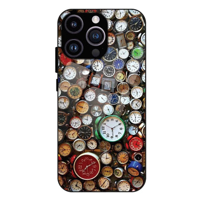 Retro Timepiece Pattern - Glass Case For Apple iPhone 14 Pro