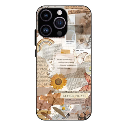 Aesthetic Butterfly & Sunflower - Glass Case For Apple iPhone 14 Pro