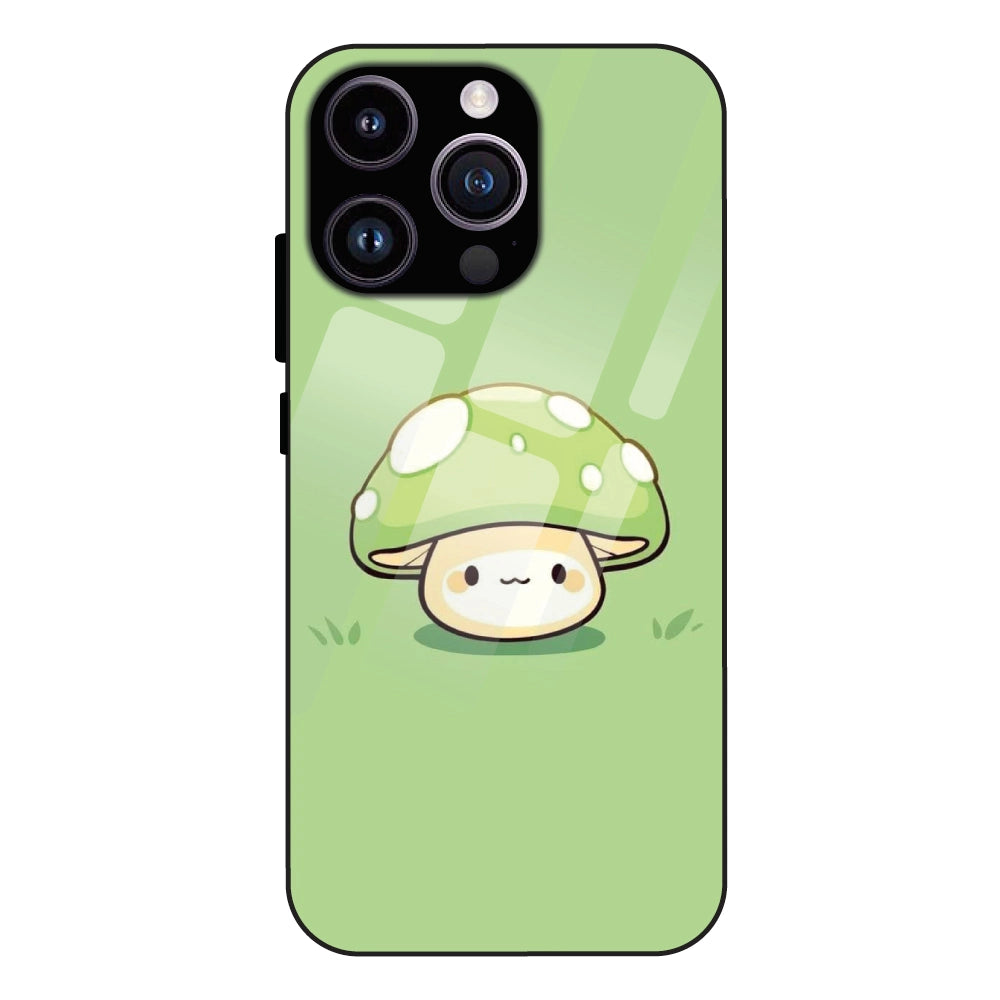 Cute Mushroom Character - Glass Case For Apple iPhone 14 Pro