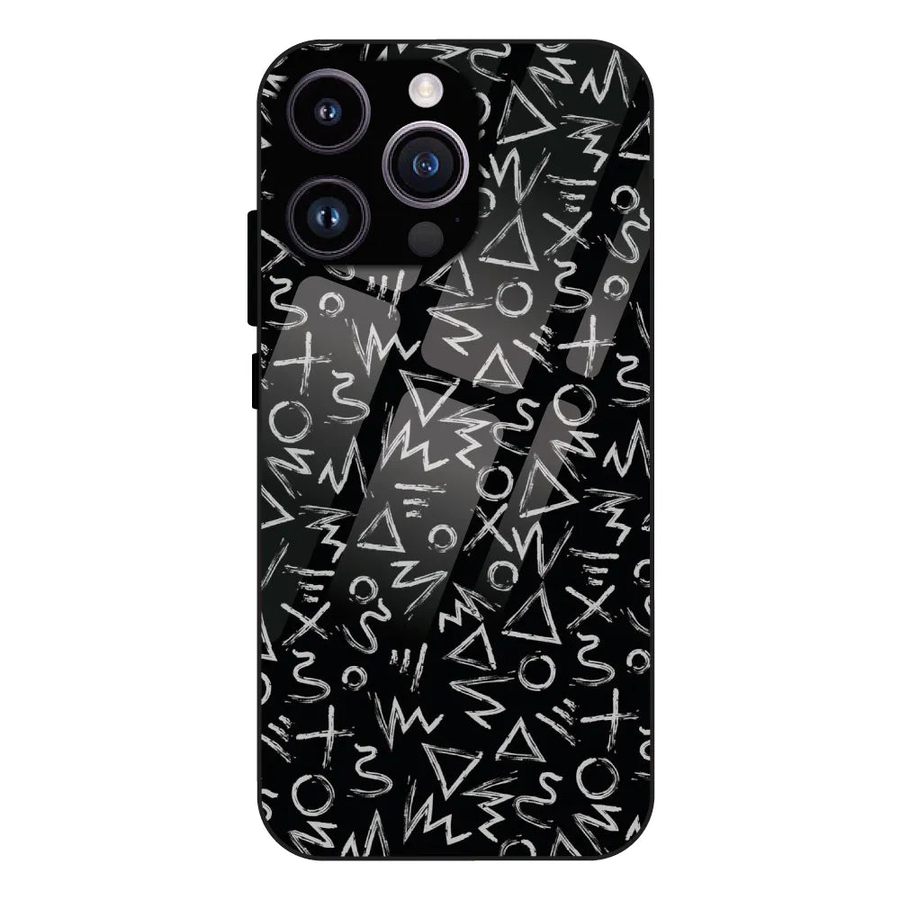 Geometric Black & White Pattern - Glass Case For Apple iPhone 14 Pro