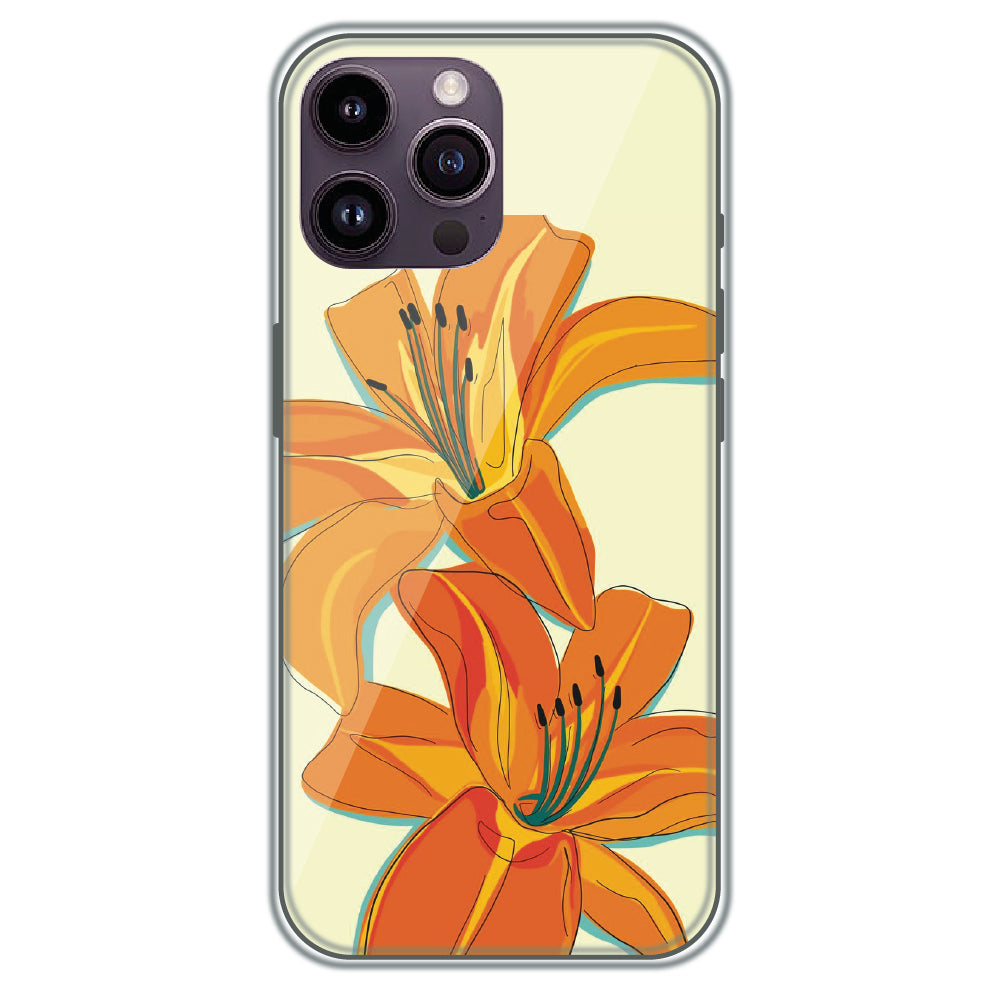 Amber Lily Bloom - Printed Silicone Case for Apple iPhone 14 Pro