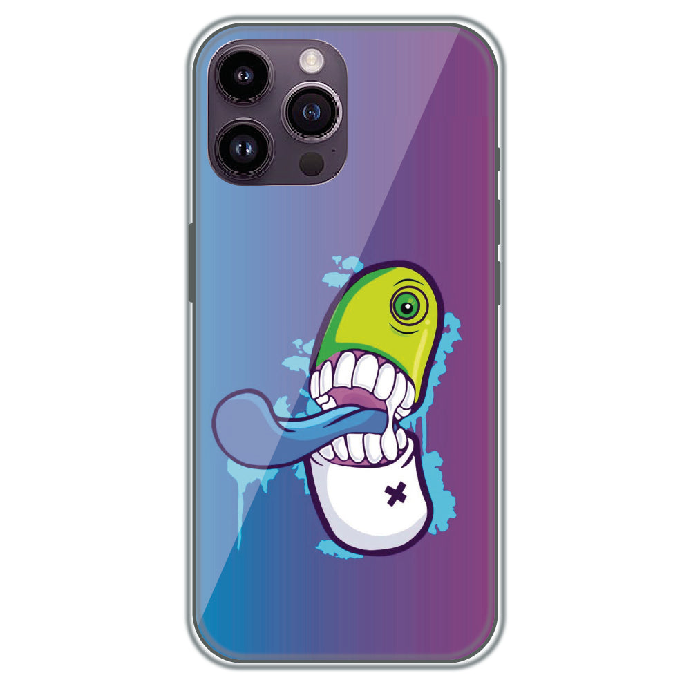 Chomp Pill Monster - Printed Silicone Case for Apple iPhone 14 Pro