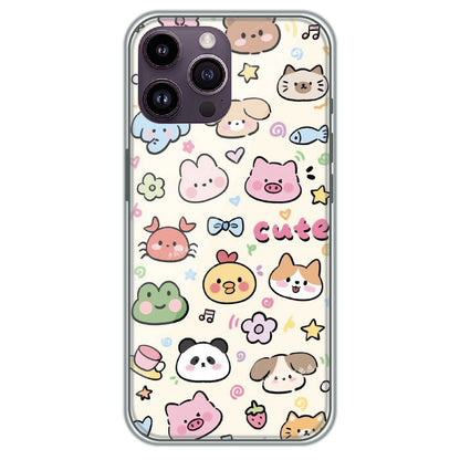 Cute Animal Friends - Printed Silicone Case for Apple iPhone 14 Pro