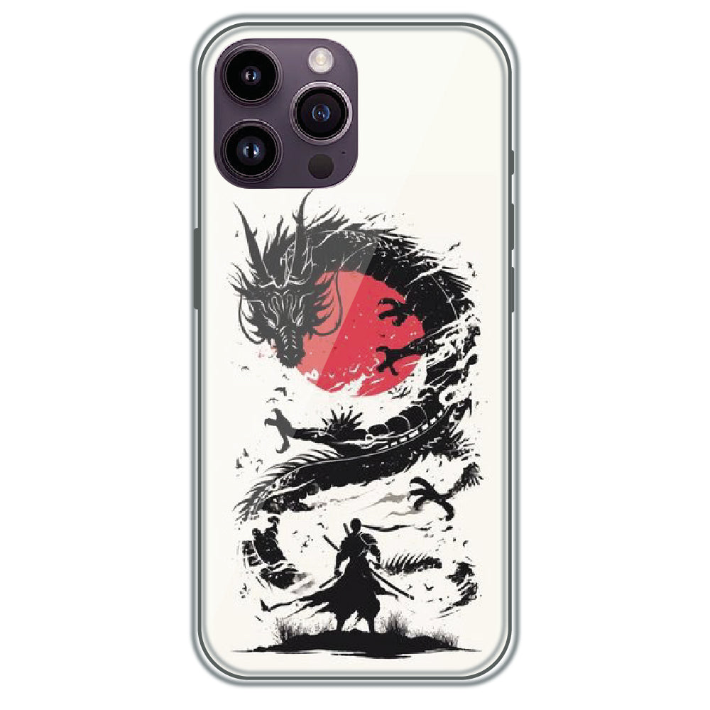 Dragon Samurai - Printed Silicone Case for Apple iPhone 14 Pro