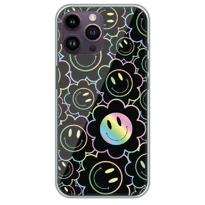 Holographic Smiley Bloom - Printed Silicone Case for Apple iPhone 14 Pro