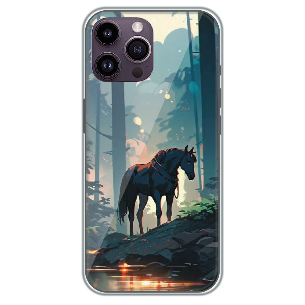 Horse in the Forest - Printed Silicone Case for Apple iPhone 14 Pro