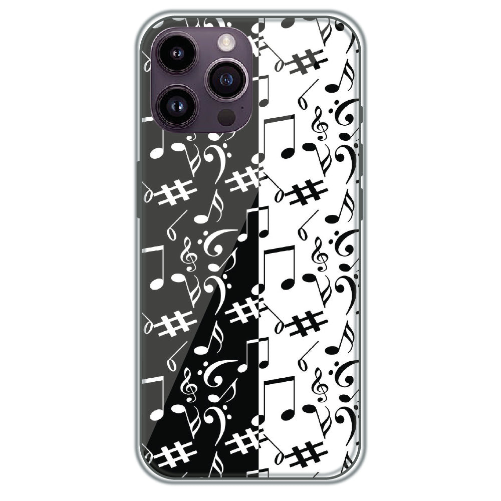 Music Notes - Printed Silicone Case for Apple iPhone 14 Pro