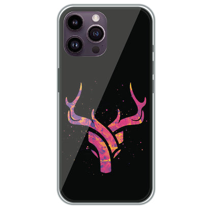 Neon Deer Antlers - Printed Silicone Case for Apple iPhone 14 Pro