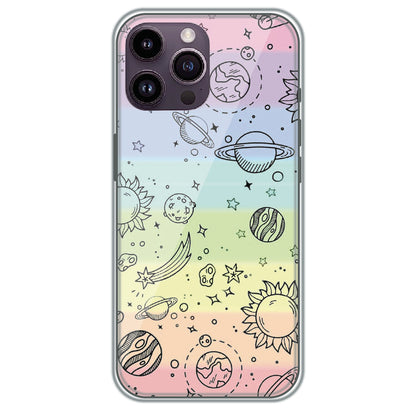 Pastel Galaxy Doodle - Printed Silicone Case for Apple iPhone 14 Pro