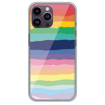 Rainbow Stripes - Printed Silicone Case for Apple iPhone 14 Pro