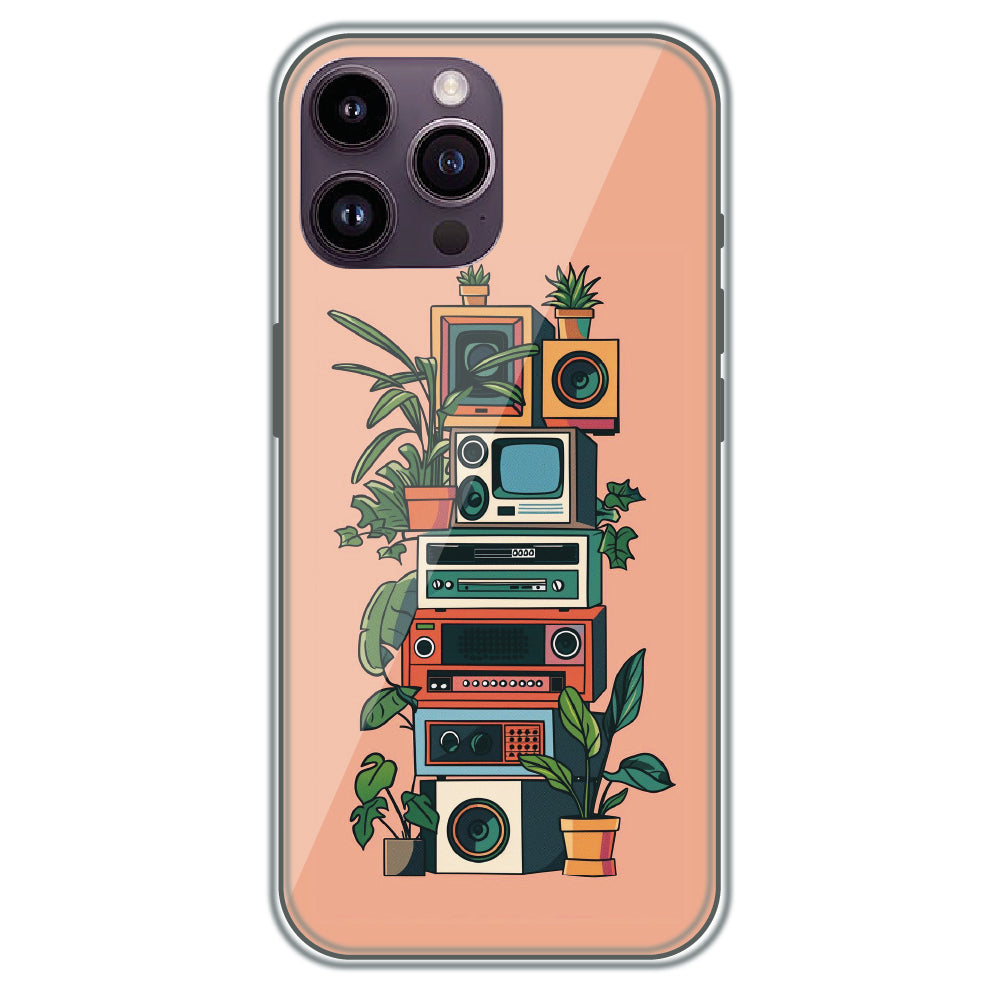 Retro Tech Garden - Printed Silicone Case for Apple iPhone 14 Pro