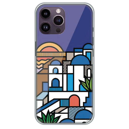 Santorini Streets - Printed Silicone Case for Apple iPhone 14 Pro