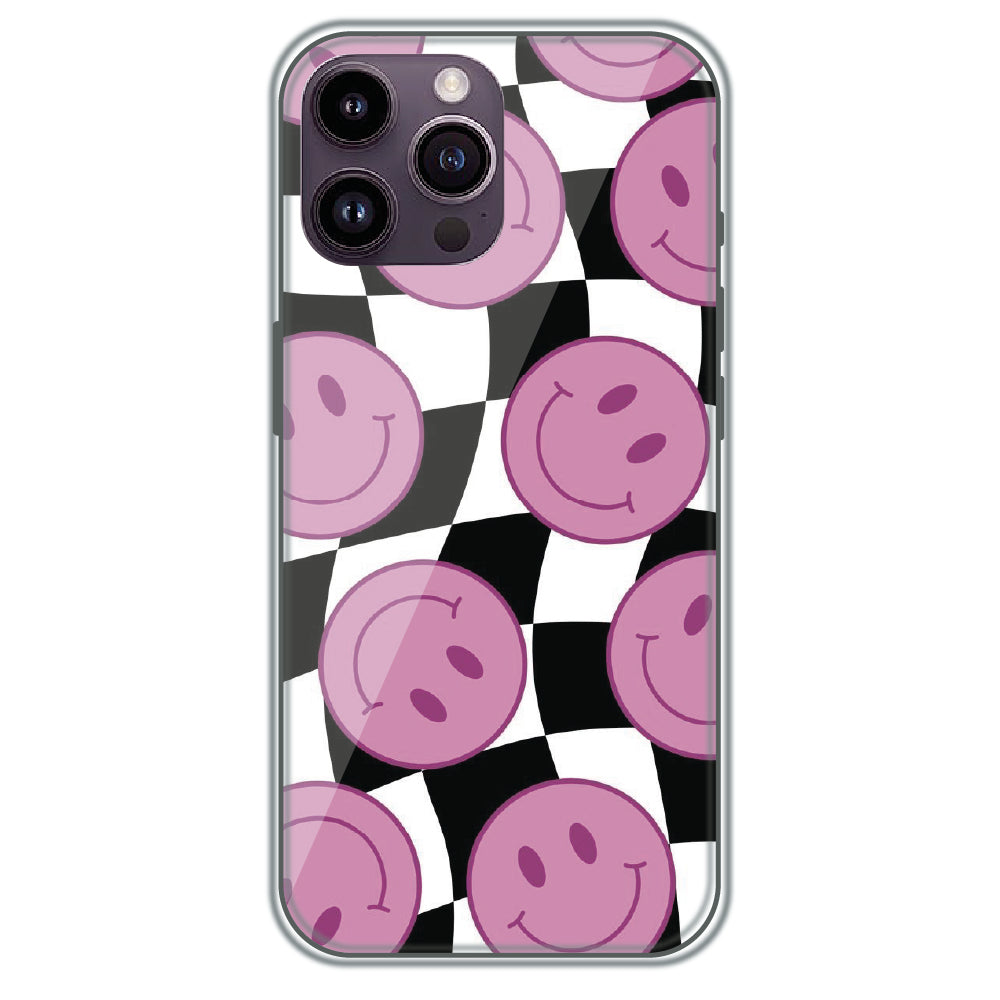 Smiley Checkerboard - Printed Silicone Case for Apple iPhone 14 Pro
