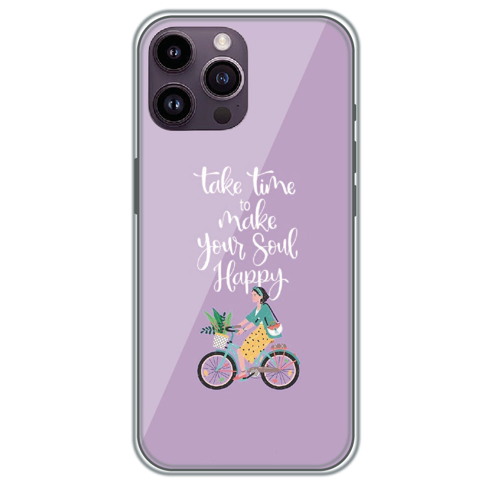 Soul Happy Quote - Printed Silicone Case for Apple iPhone 14 Pro