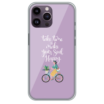 Soul Happy Quote - Printed Silicone Case for Apple iPhone 14 Pro