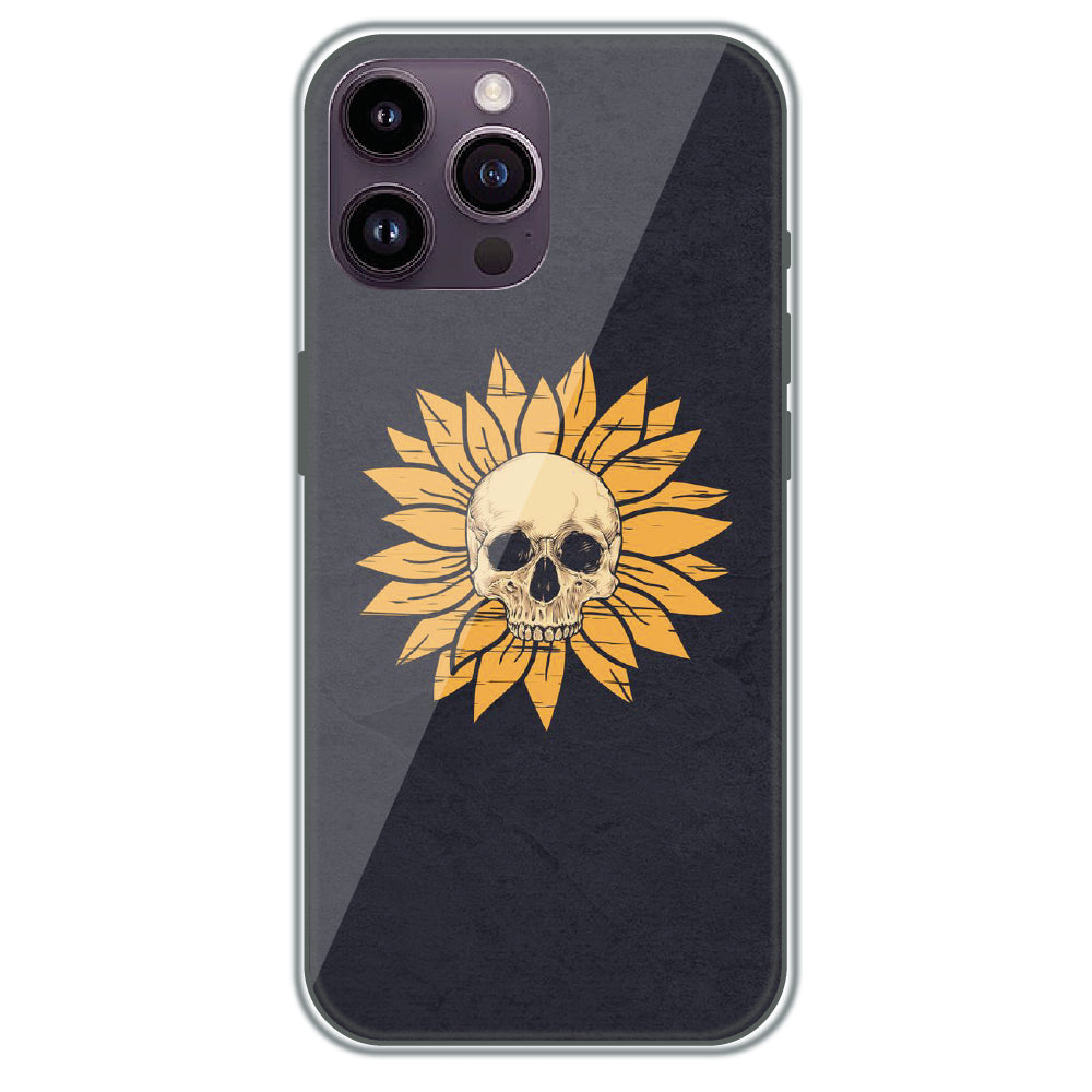 Sunflower Skull - Printed Silicone Case for Apple iPhone 14 Pro