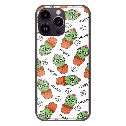 Cute Cactus Happy - Printed Silicone Case For Apple iPhone 14 Pro