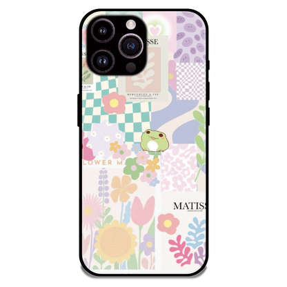 Cute Pastel Floral Collage Art - Glossy Metal Silicone Case For Apple iPhone 14 Pro