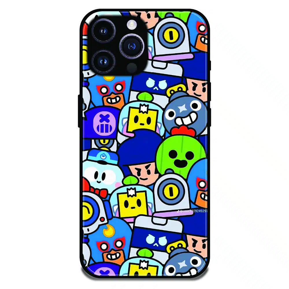 Cartoon Gamer Chaos - Glossy Metal Silicone Case For Apple iPhone 14 Pro