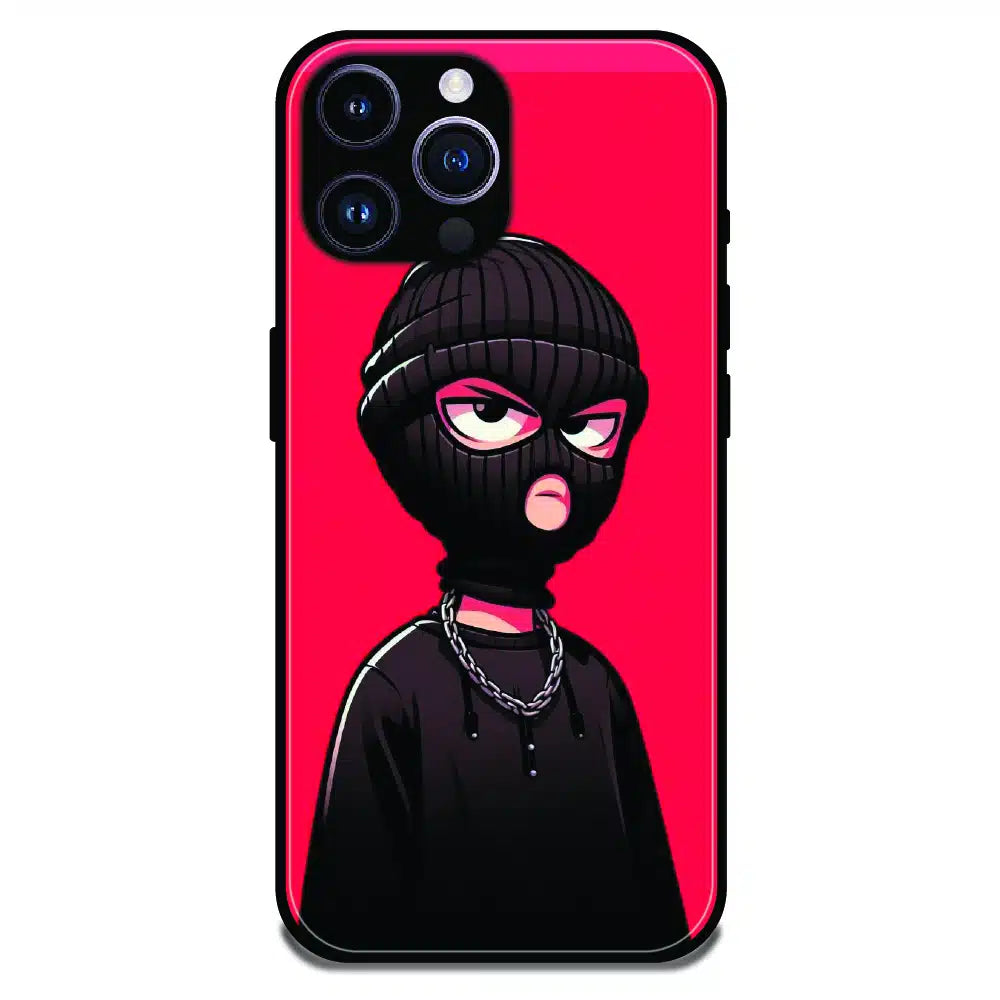 Masked Rebel Street Art - Glossy Metal Silicone Case For Apple iPhone 14 Pro