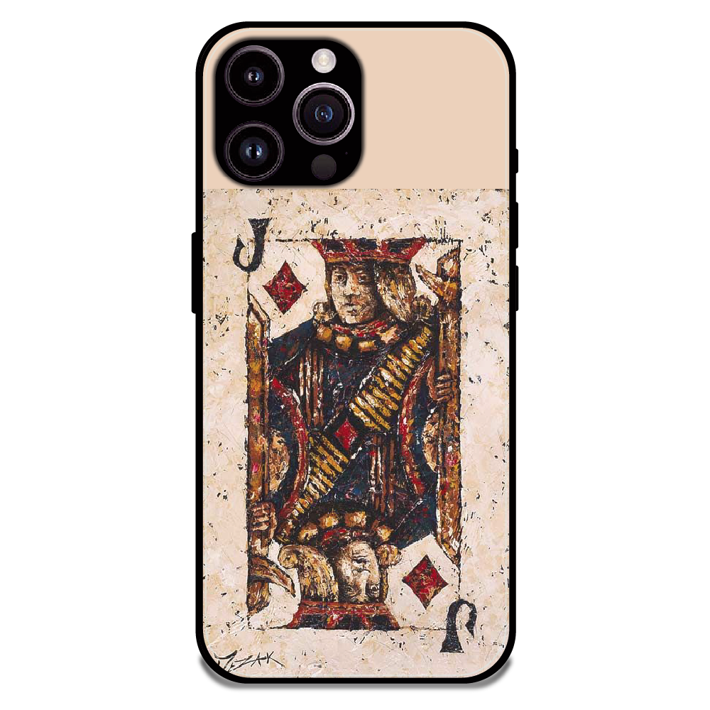 Vintage Playing Card King Art - Glossy Metal Silicone Case For Apple iPhone 14 Pro