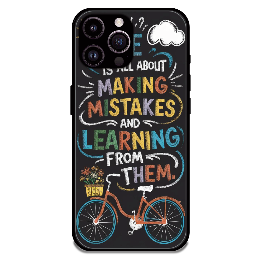 Motivational Quote Bicycle Art - Glossy Metal Silicone Case For Apple iPhone 14 Pro