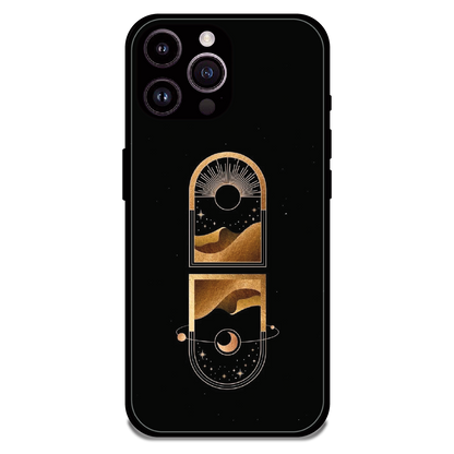 Golden Geometry - Glossy Metal Silicone Case For Apple iPhone 14 Pro