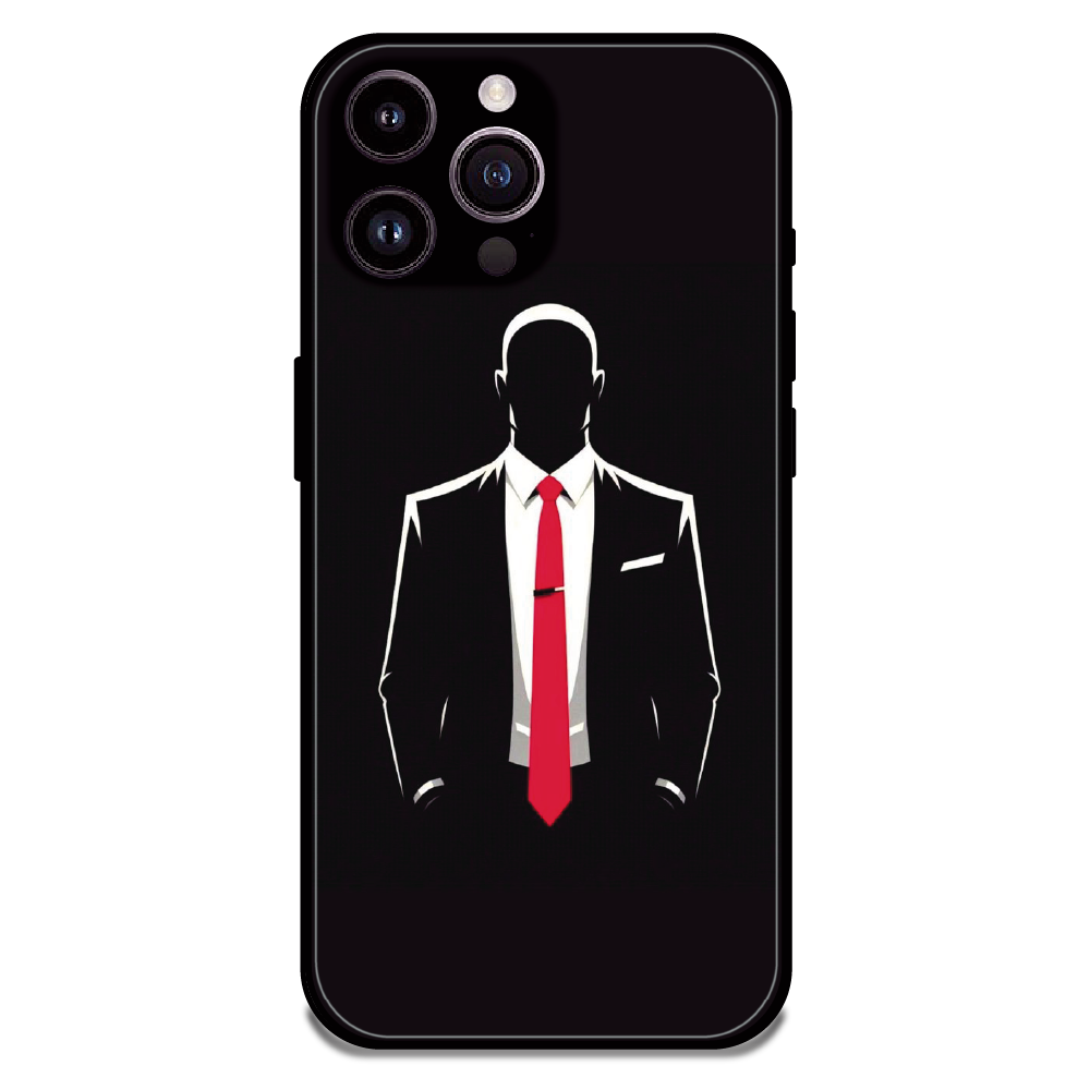 Red Tie Silhouette - Glossy Metal Silicone Case For Apple iPhone 14 Pro